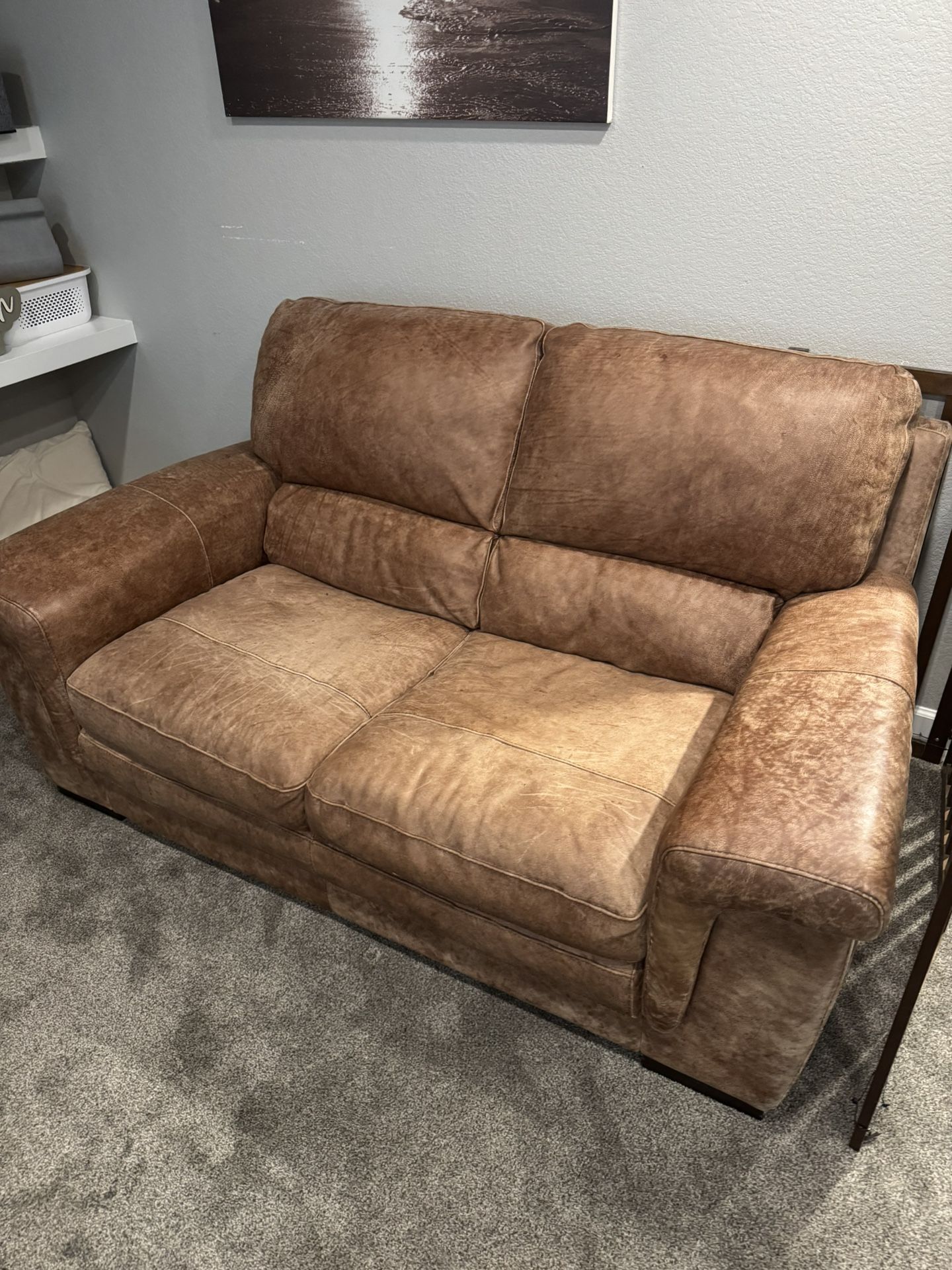 Knox Italian Distressed Leather Loveseat