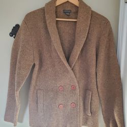 Epitomé Vintage 100% Wool Double Breasted Collared Cardigan Sweater - Medium