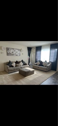 Beige Fabric Sofa Set no ottoman