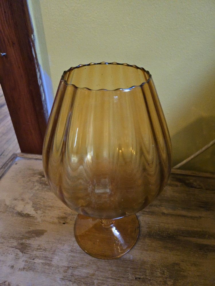 Vintage Mid Century 1960 Amber Glass 12"