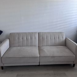 Perdue 81.5" Velvet Square Arm Convertible Sofa