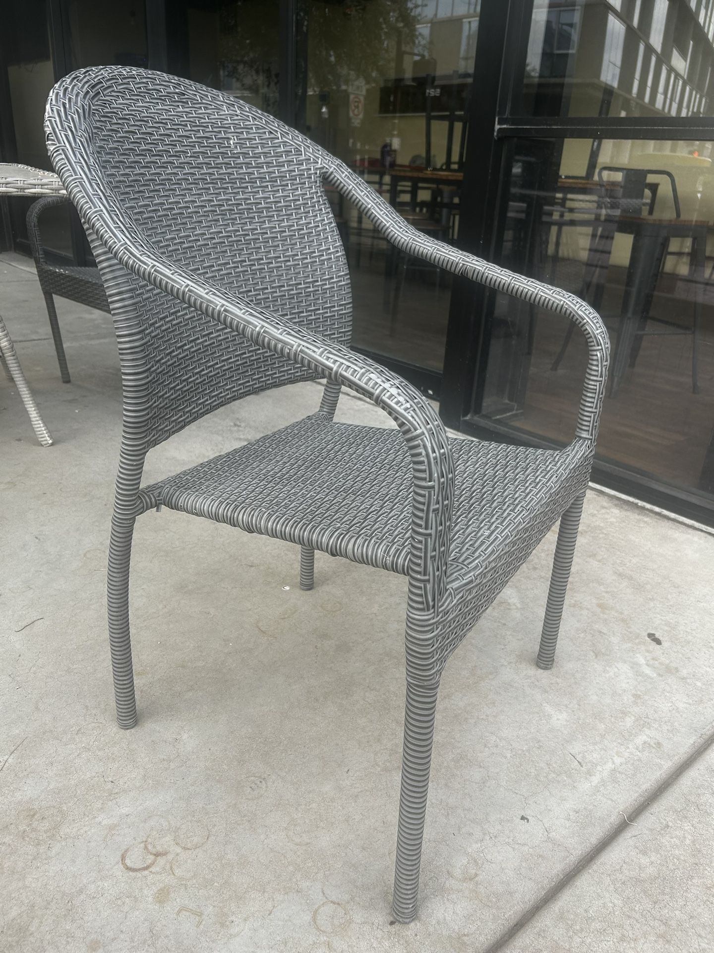 Grey Basket Woven Outdoor Chair
