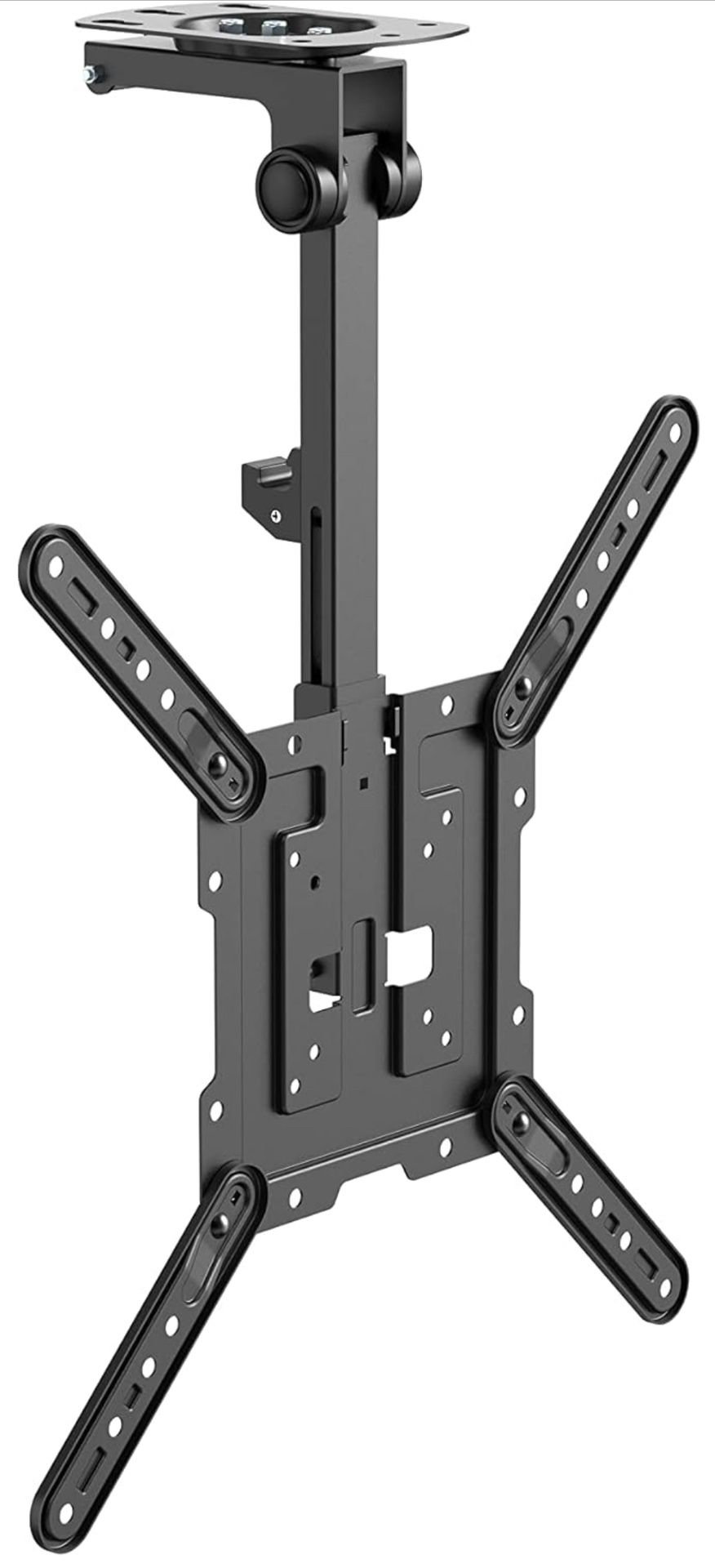 Mount Plus CM344 Flip Down TV and Monitor Roof Ceiling Swivel Mount | Fits Flat TV 23 to 55 Inches | VESA Compatible 200x200, 400x400 | Height Adjusta