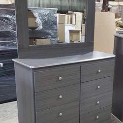 Dresser With Mirror  Gray Or Black Color  Cajonera Con Espejo Gris O Negro