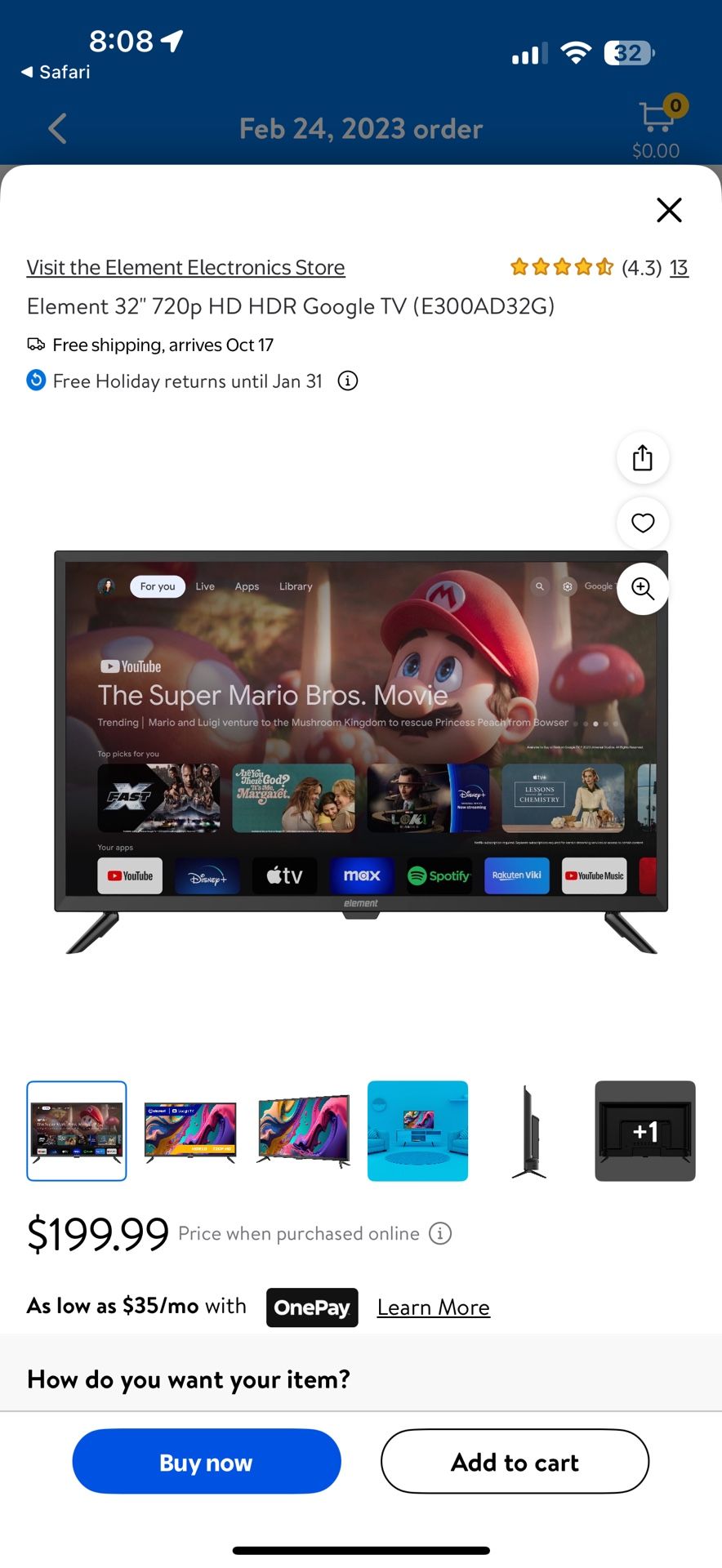 32 Inch Element Tv With Roku Stick