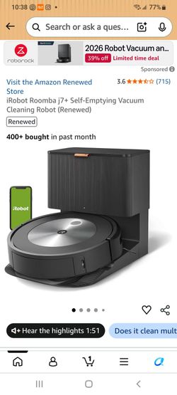 iRobot Roomba j7+ Self-Emptying Robot Vacuum