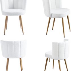 2 White Fuzzy Chairs 
