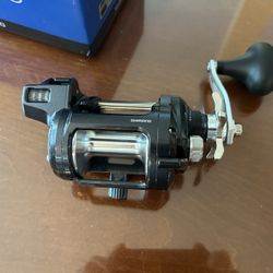 In the box.  Never been used before. Shimano, Tekota 600 HG LC Levelwind Line Counter Reel