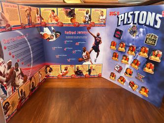 2004 Detroit Pistons Championship Pin Collection (Complete 19 Pins) + 8x10 Poster