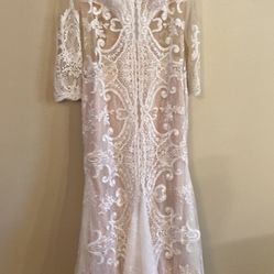 NWT Champagne Wedding Dress  Long Formal Dress