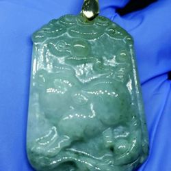 Burmese icy Type A Jadeite Jade Pendant Lucky Zodiac Piggy.