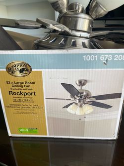 Hampton Bay Rockport 52in Ceiling Fan Brushed Nickel