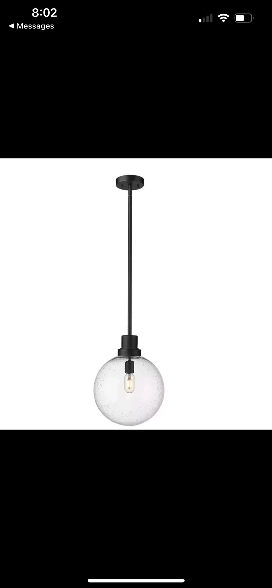 Z-Lite 599P12-BK Laurent 1-Light Black Outdoor Pendant-Light w/Clear Seedy Glass