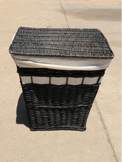 Black Wicker Laundry Hamper (LxWxH: 14” x 19” x 24”)