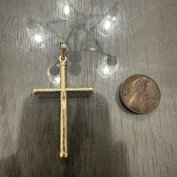 Solid 14k Yellow Gold Cross Crucifix Pendant Charm Beautiful 