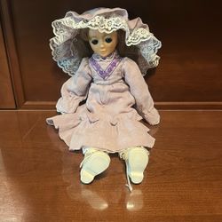 Vintage 19” Soft Body Girl Doll With Lavender Dress