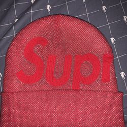 Supreme Studded Knockout Big Logo Beanie Red