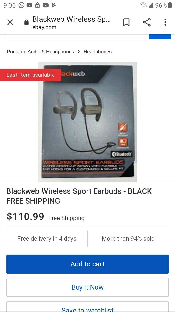 Blackweb Wireless Sport Earbuds - BLACK  HPHONE A001