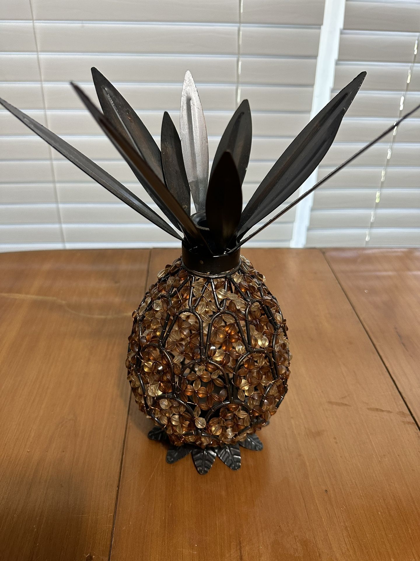 Pineapple Candle Lamp, Metal and Beads