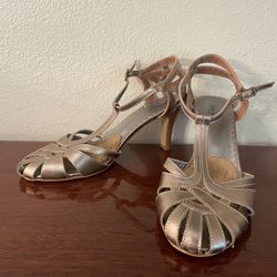 Mariana by GOLC Champagne Leather Samantha Heels, 8.5/40