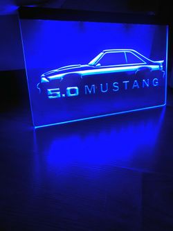 MUSTANG 5.0 LED NEON BLUE LIGHT SIGN 8x12