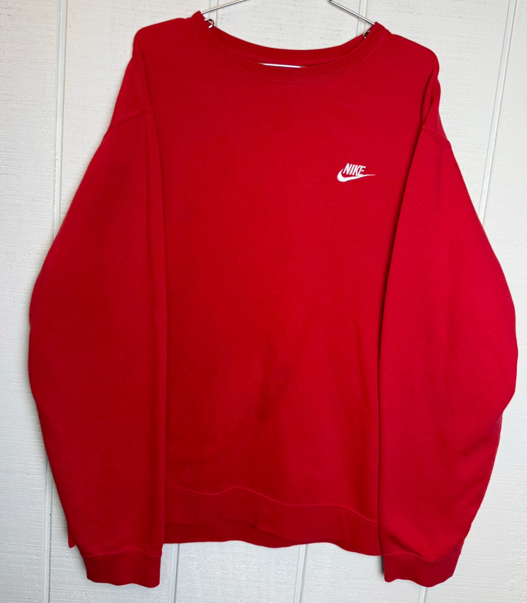 Vintage Nike Essential Crewneck Red Activewear Pullover Sweatshirt Men's 2XL