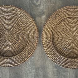 Two Woven Wicker Charger Plates 
