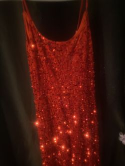 Red sequin beaded maxi dress with zipper back #glam #party