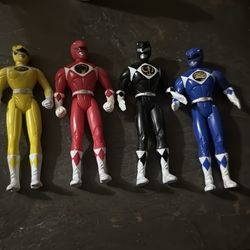 Vintage 1995 Mighty Morphin Power Rangers 4" Action Figure Lot (4)