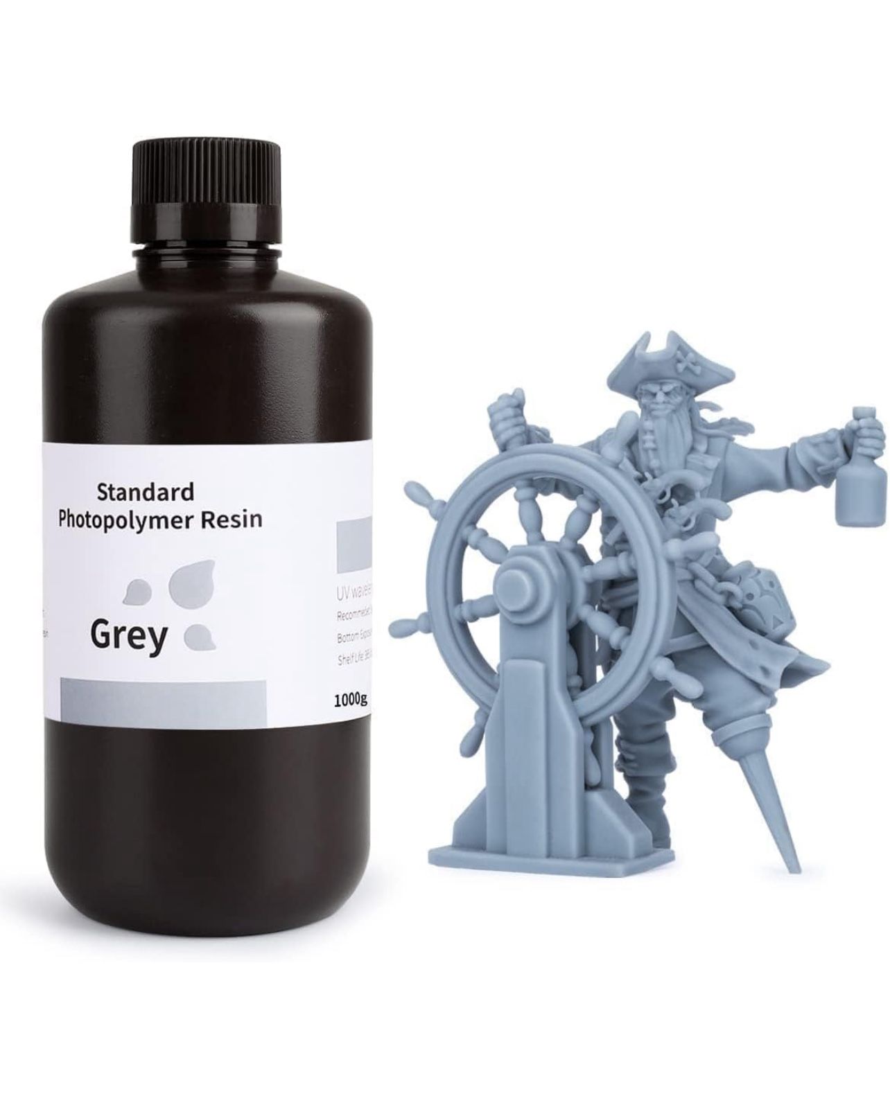 ELEGOO Standard Photopolymer Resin LCD UV-Curing Resin 405nm 3D Printer Resin for Mars Saturn Jupiter MSLA DLP LCD 3D Printing Grey 1000g