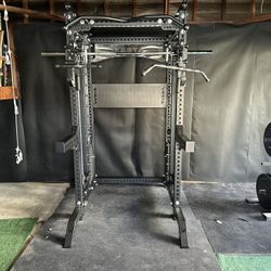 PRO SERIES Ultimate Half Rack Functional Trainer w/Smith Machine Bar | 400lb Stack | Gym Equipment | Fitness | Commercial | Squat Rack