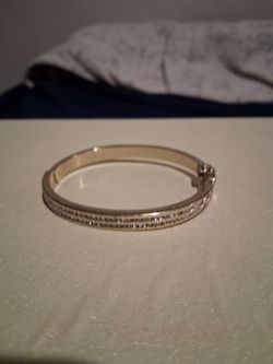 Gold-Tone Bangle Bracelet with Crystal  CZ Accents