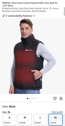 FREEHILL Men's Heated Puffer Vest Black XL