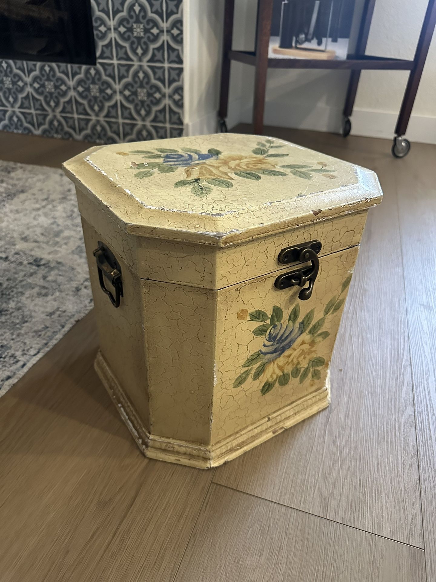 Floral Wooden Trunk