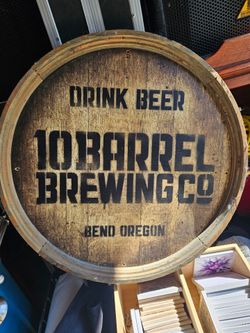 10 Barrel Brewing Co. Wooden Barrel Top Sign