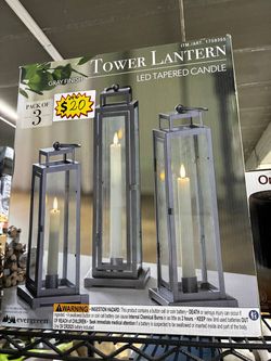 Evergreen tower lantern LED tapered candle set