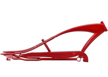 MICARGI Puma Stretch Cruiser Bike Frame,32-in Steel Frame with Bike Chain Suitable for Lowrider Bike, Chopper Bike, and Electric Bike Conversion (red)