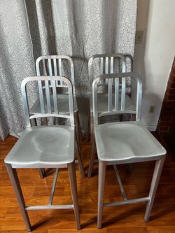 Set of 4 Emeco Aluminum Counter-Height Chairs