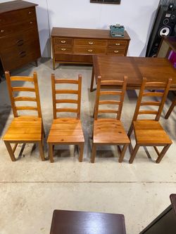 4 Solid Wood Ladder Back Dining Chairs