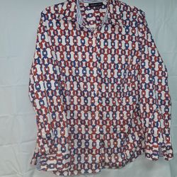 Jones New York Signature Woman 1X Chain Link Print Button Down Shirt Red Blue
​Product Description
​Brand: Jones New York Signature Woman
Size: 1X (Pl