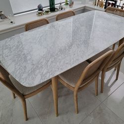 Castlery Kelsey Marble Dining Table, White Wash, 71"