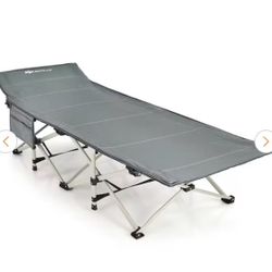 Twin 75 in. L Foldable Camping Cot Heavy-Duty Steel Indoor and Outdoor Sleeping Cot