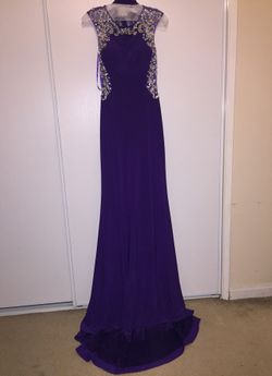 Size 4 Purple Prom Dress, Long Dress, Formal Dress Beaded with Shaw
