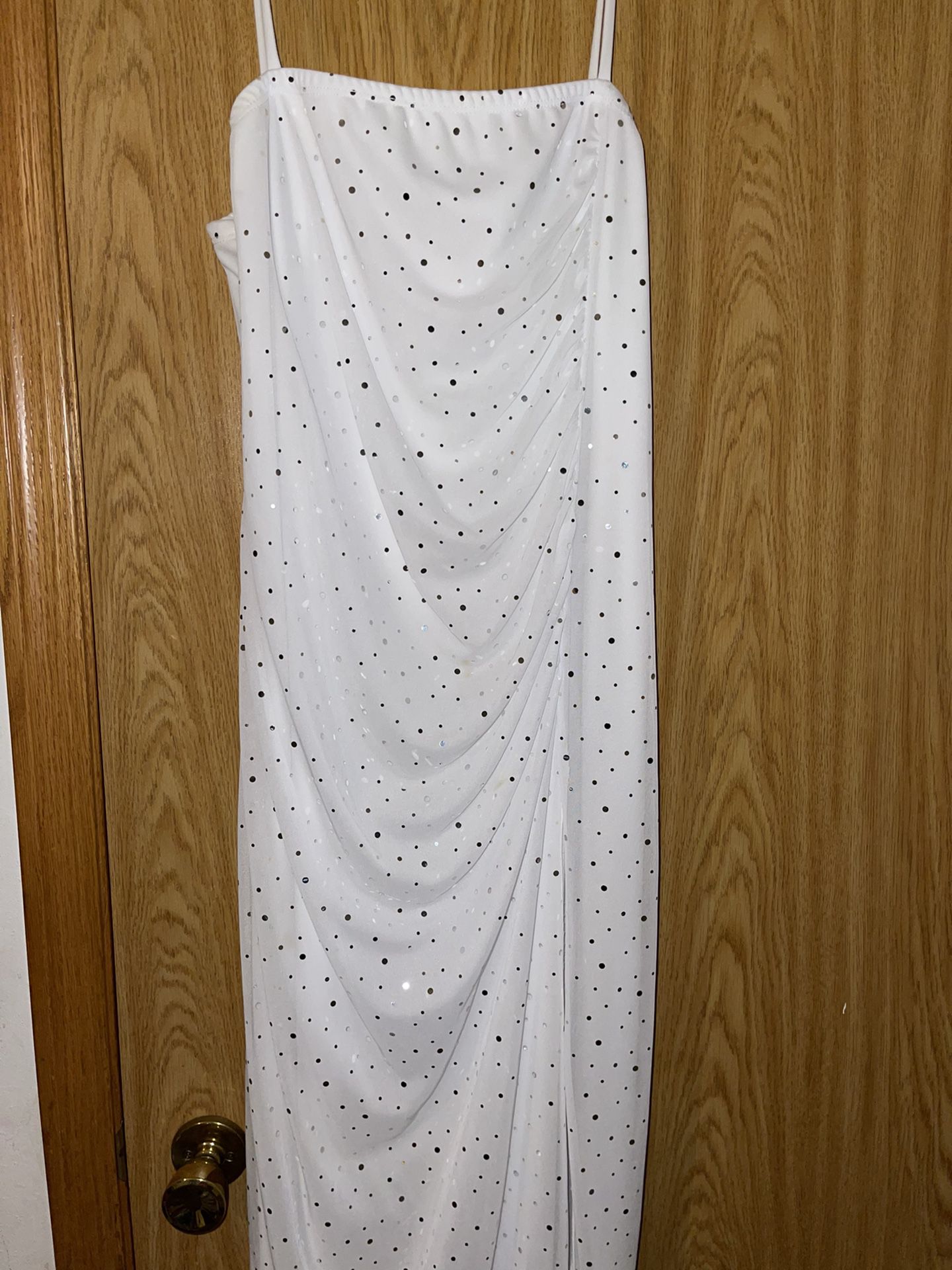White Sparkly Long Prom Dress Size2X