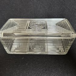 Vintage Depression Glass Refrigerator Dish w Lid