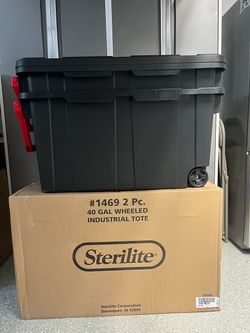 Brand new Sterilite 40 gallon wheeled industrial tote