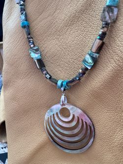 Abalone necklace with Turquise