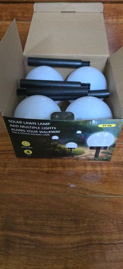 4 Pcs Solar LED Globe Garden Lights, White Light