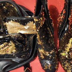 Steve Madden Black/Gold sequins set