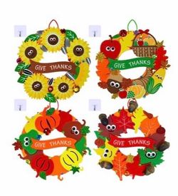 Winlyn 12 Sets Thanksgiving Wreath Signs Decorations Art Sets DIY
